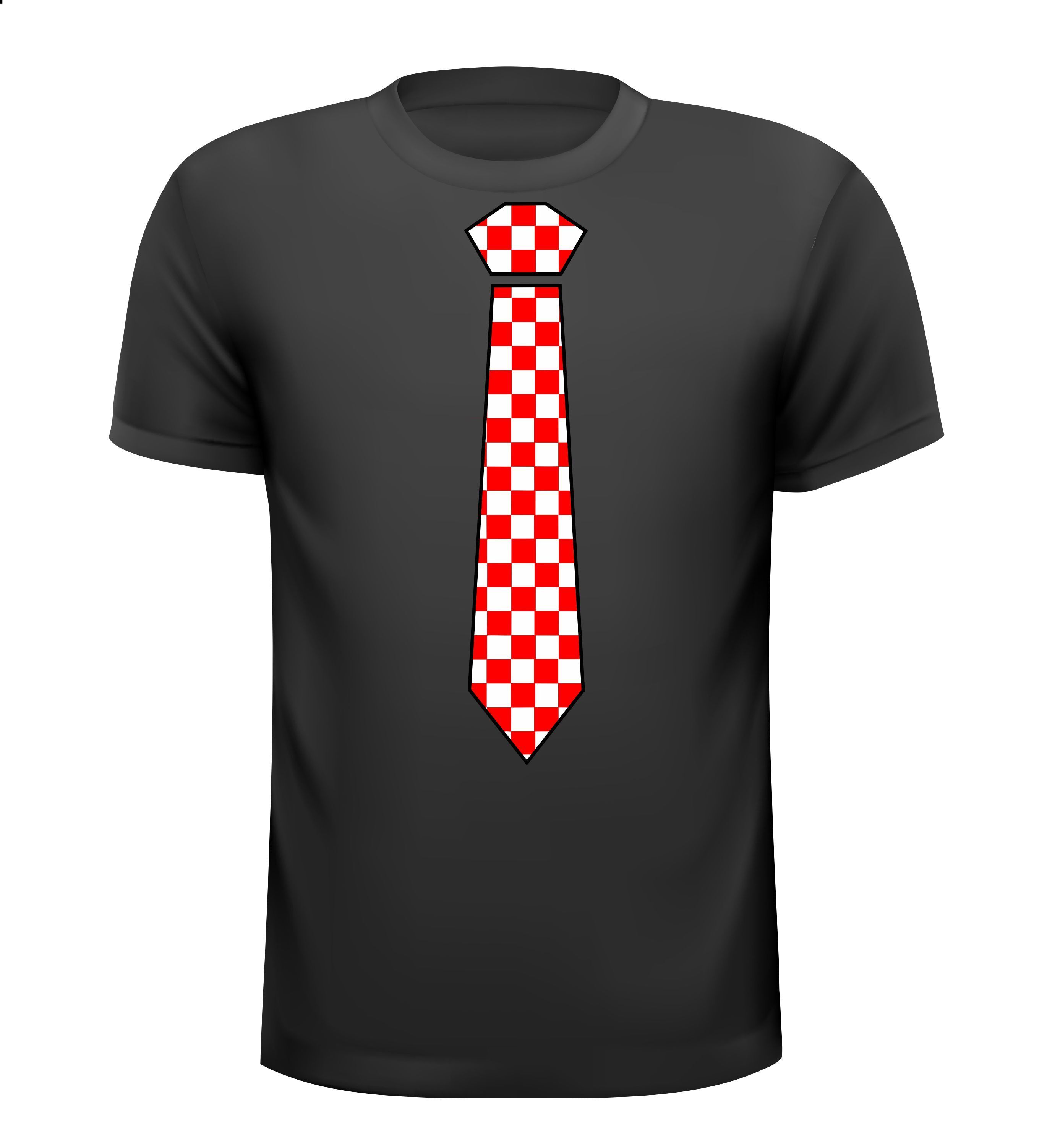 Shirtje Brabant met een stropdas in de Brabantse kleuren rood wit