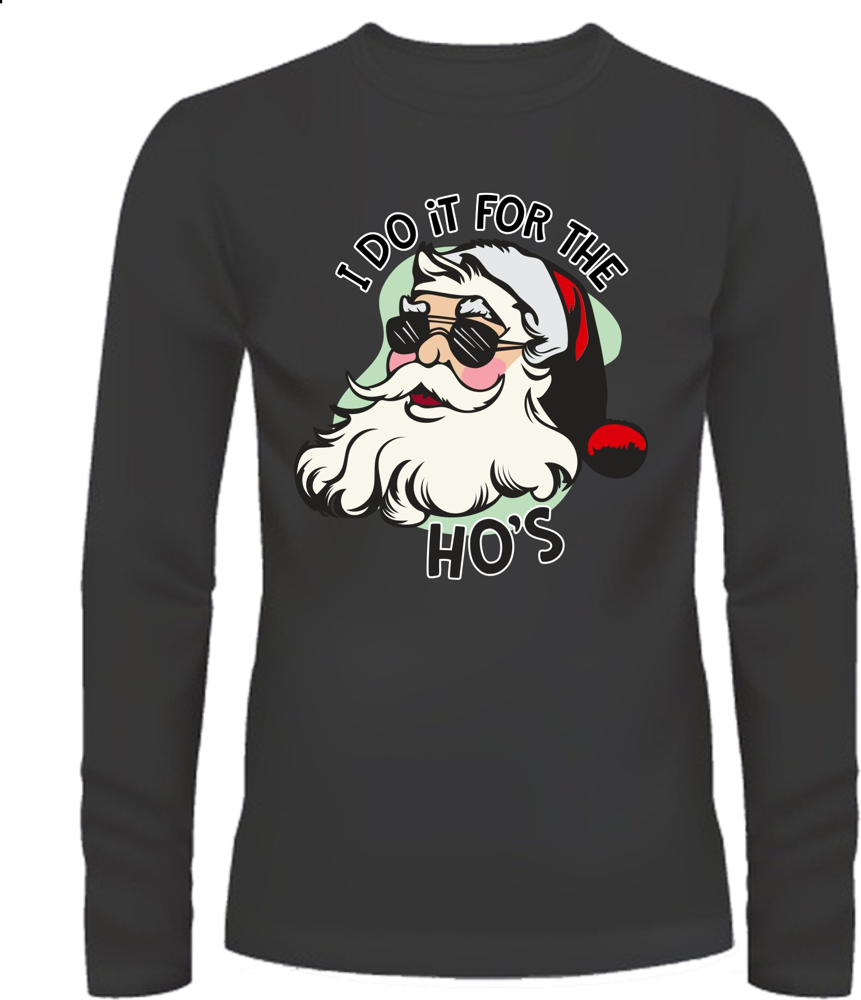 T-shirt lange mouw santa i do it for the ho's kerstman shirt
