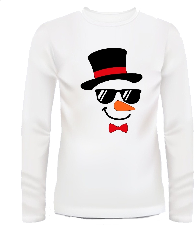 T-shirt lange mouw sneeuwpop met hoge hoed op