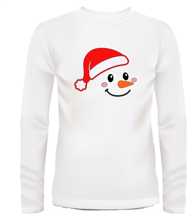 T-shirt lange mouw sneeuwpop met kerstmuts op