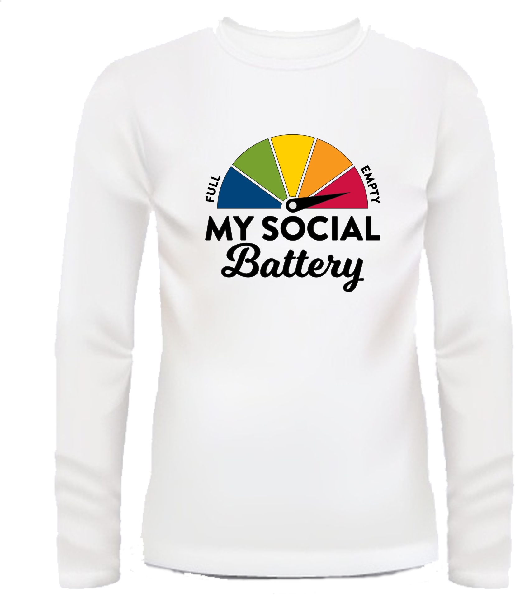 T-shirt lange mouw sociale batterij is leeg