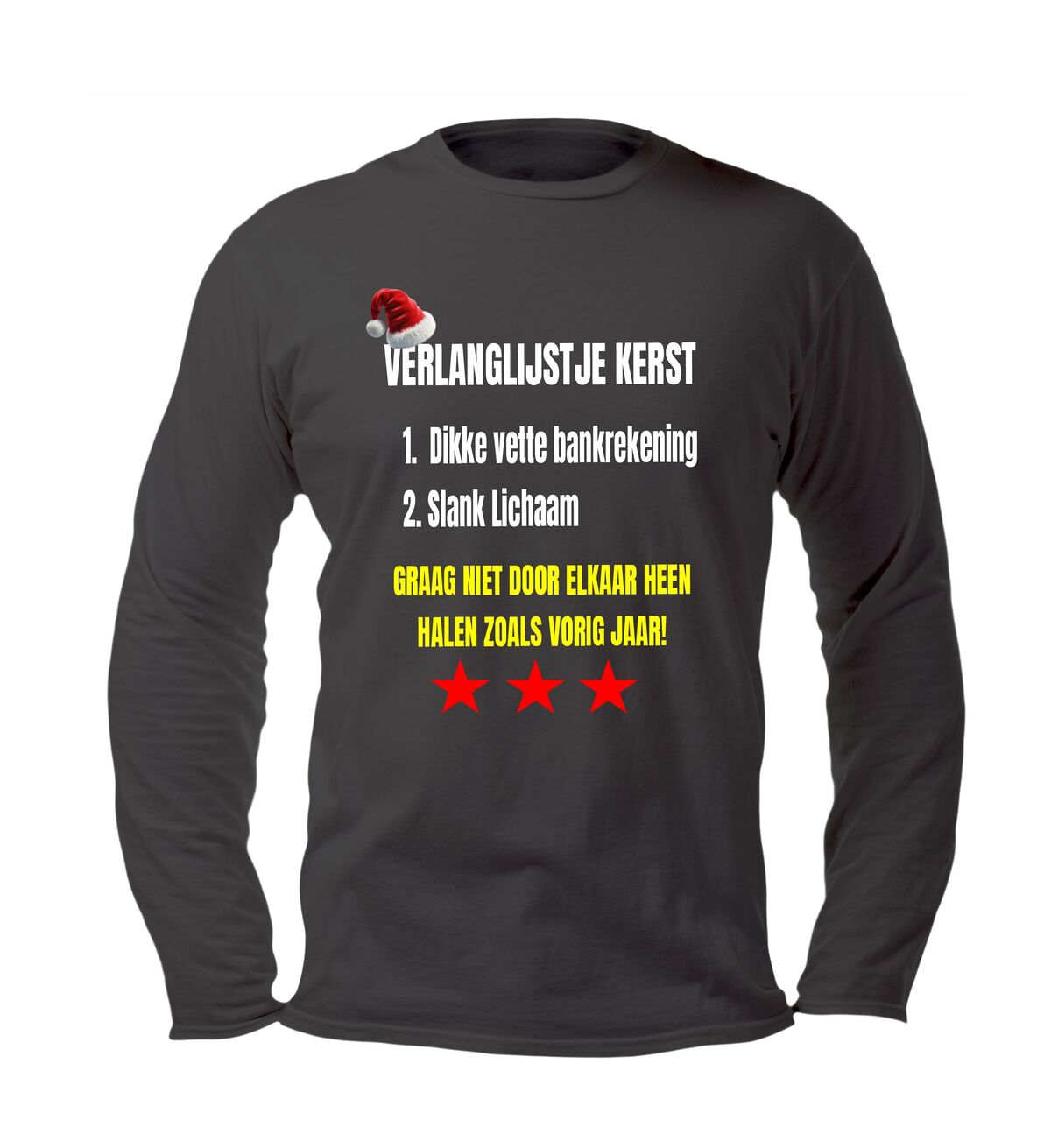 T-shirt lange mouw verlanglijstje kerst