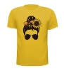 foto 1 T-shirt messy sunflower-hair bun rommelige knot met zonnebloemhaar
