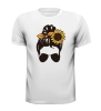 foto 3 T-shirt messy sunflower-hair bun rommelige knot met zonnebloemhaar