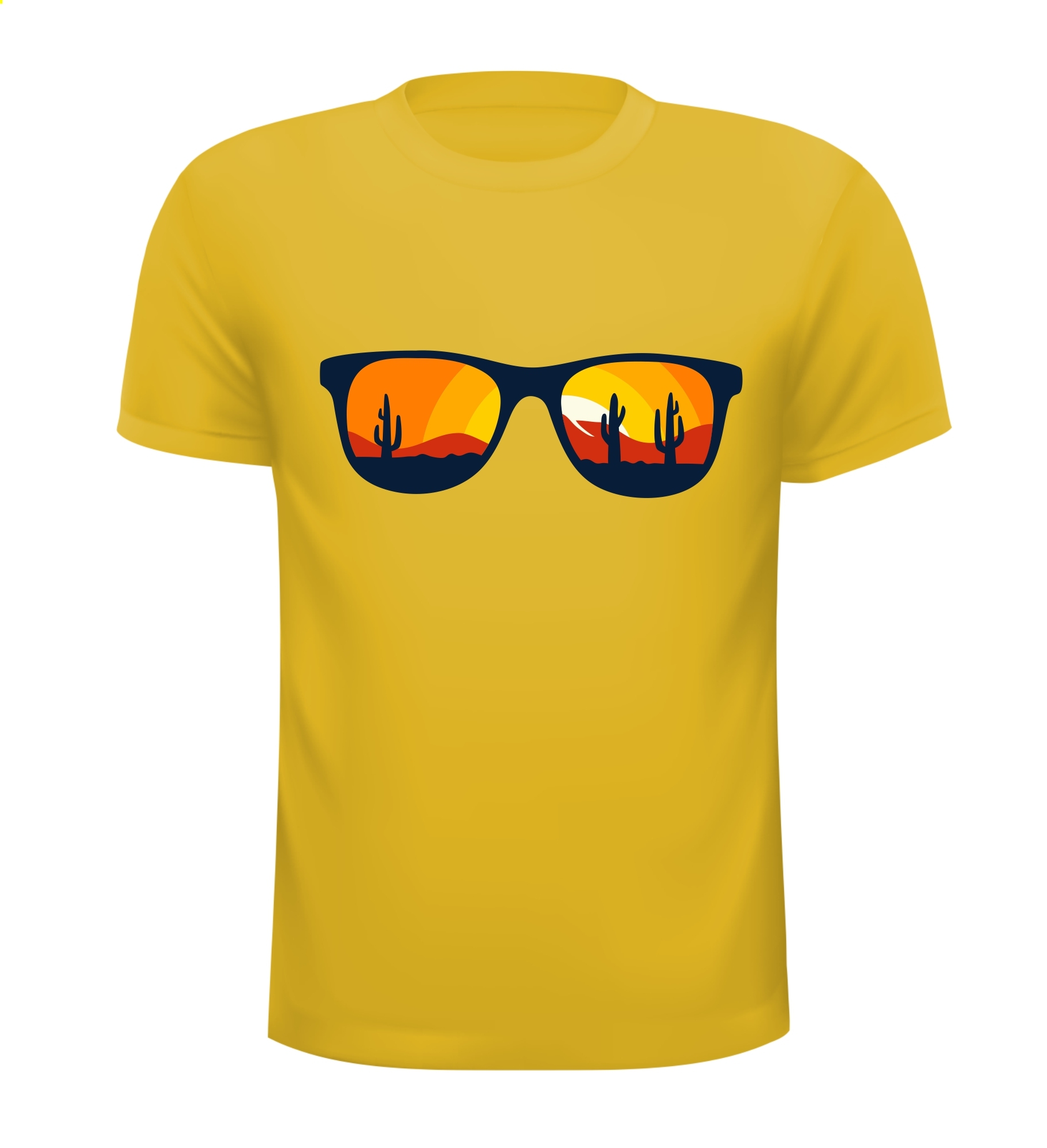 T-shirt met opdruk van een zonnebril die kijkt op de woestijn