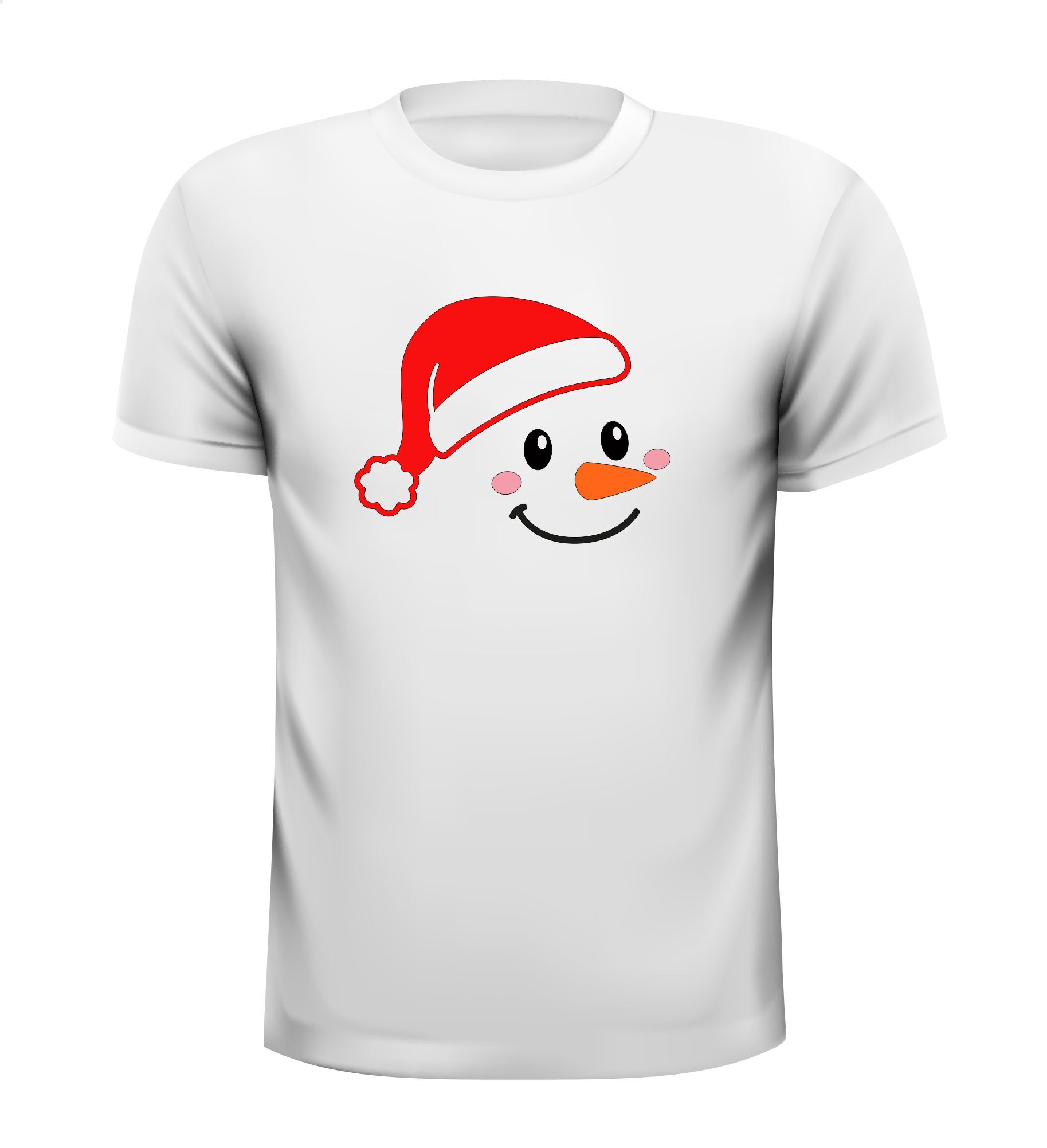 T-shirt met sneeuwpop met kerst muts op