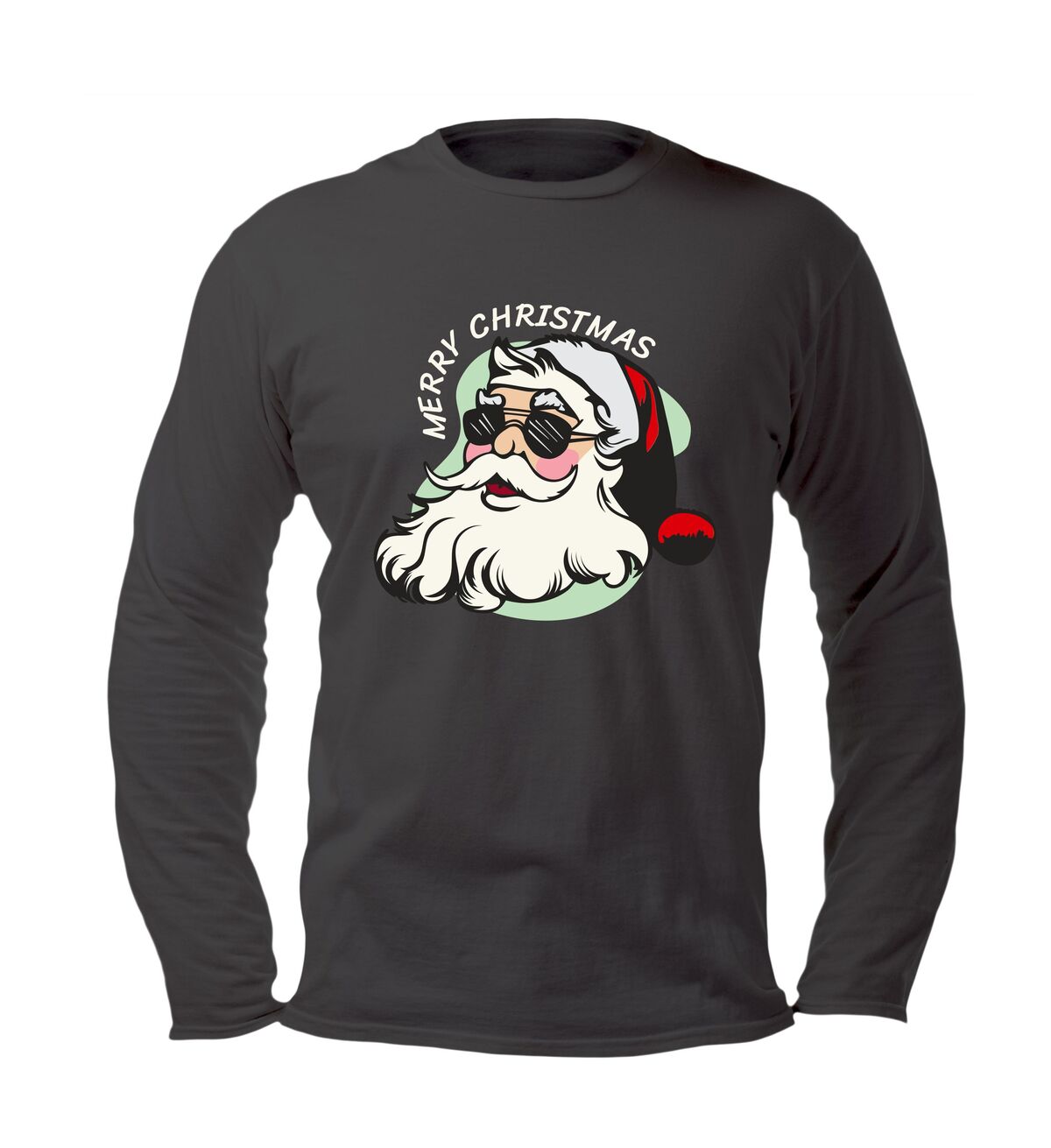 T shirtje Merry Christmas met een coole kerstman lange mouw