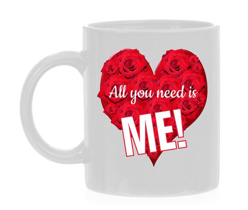 Valentijn mok all you need is me!