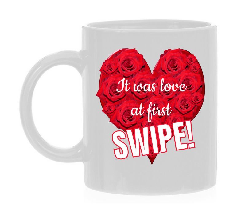 Valentijn mok it was love at first swipe!