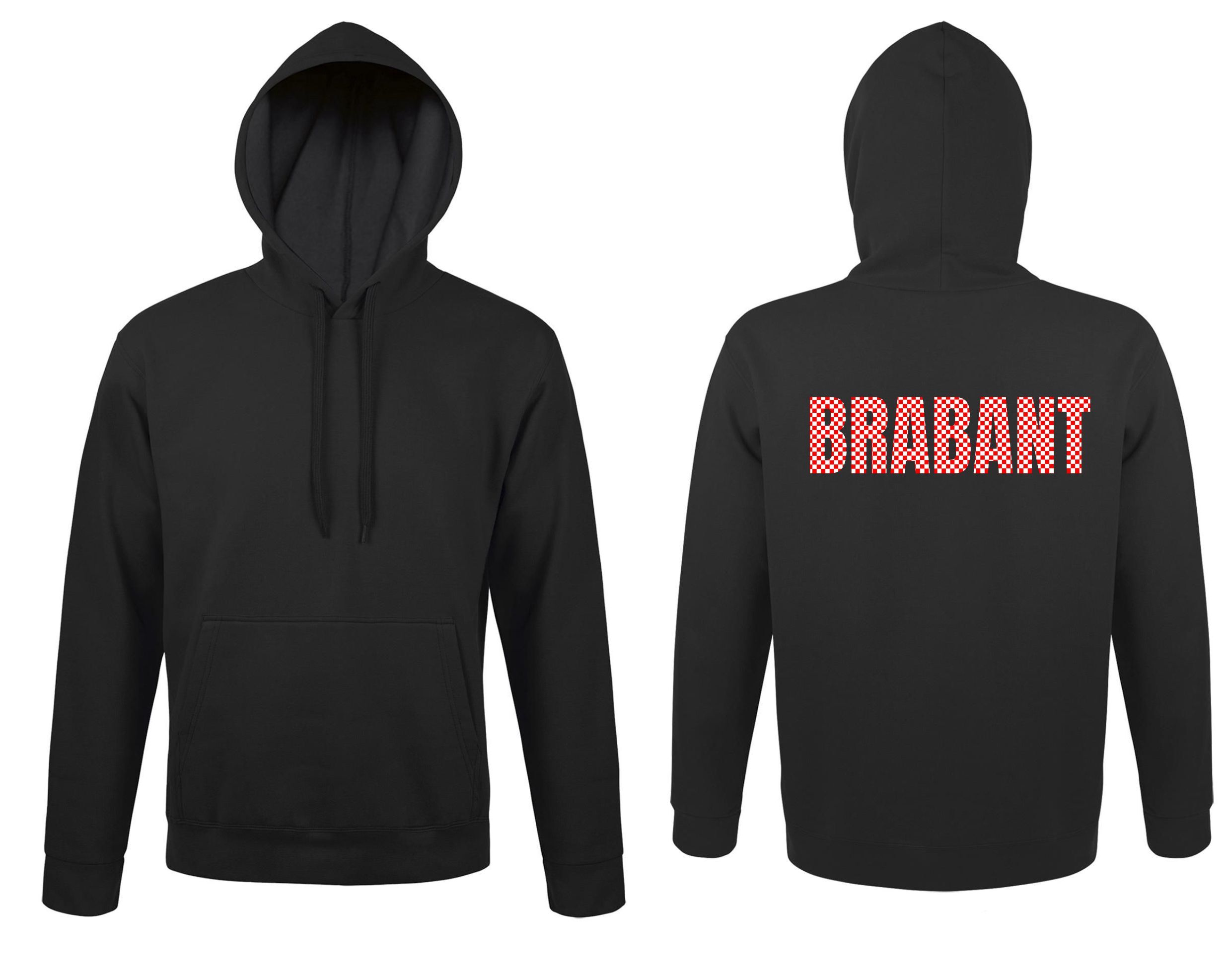 Zwarte hoodie Brabant geblokt rood wit