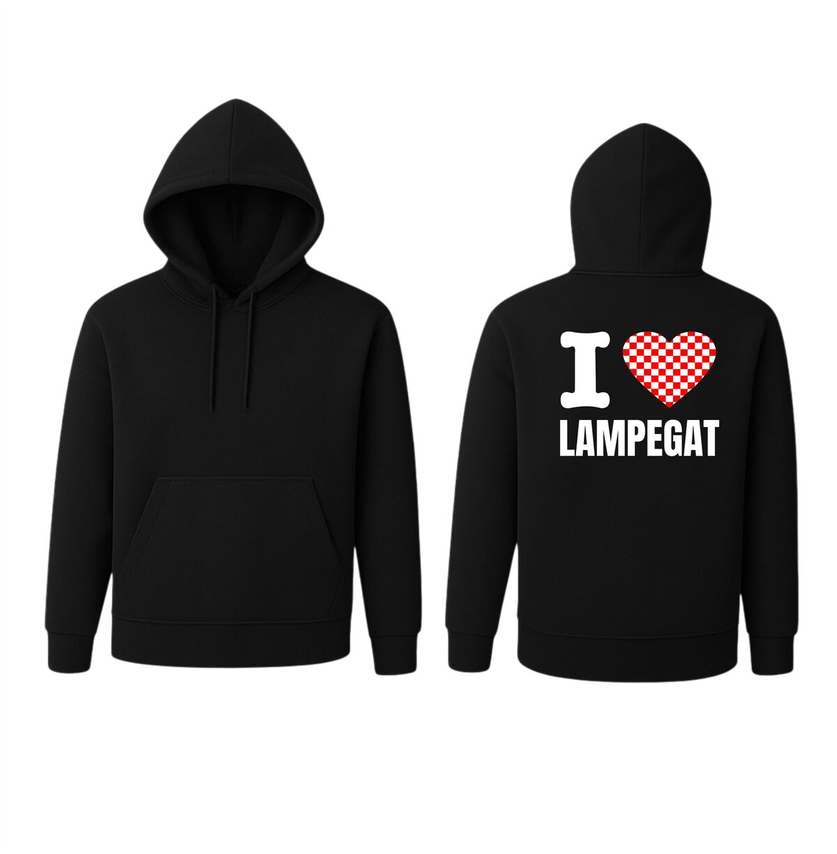 Zwarte Hoodie i love Lampegat de Hoodie voor het Carnaval