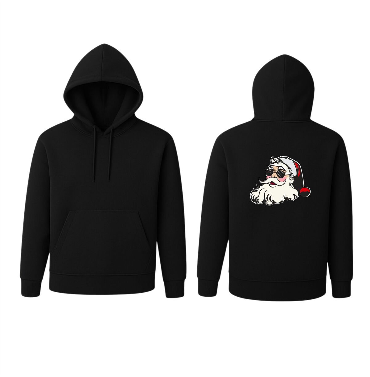 Zwarte hoodie met stoere kerstmannen opdruk