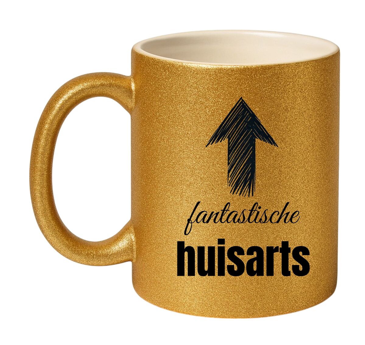 Fantastische huisarts mok glitter goud 