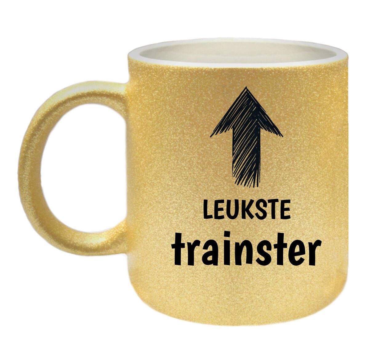 Glitter gouden mok voor de leukste trainster