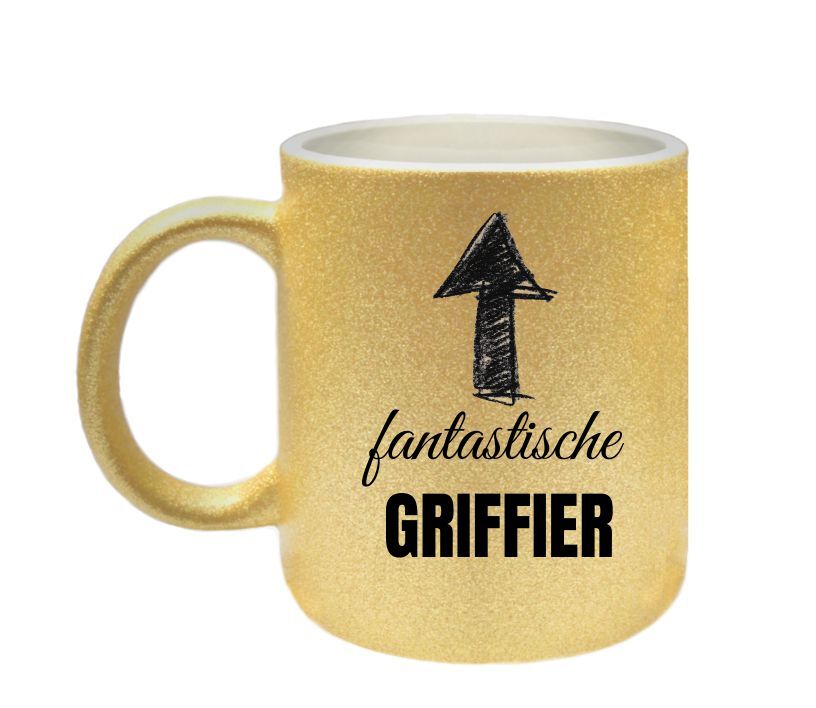 Griffier mok glitter goud fantastisch cadeautje