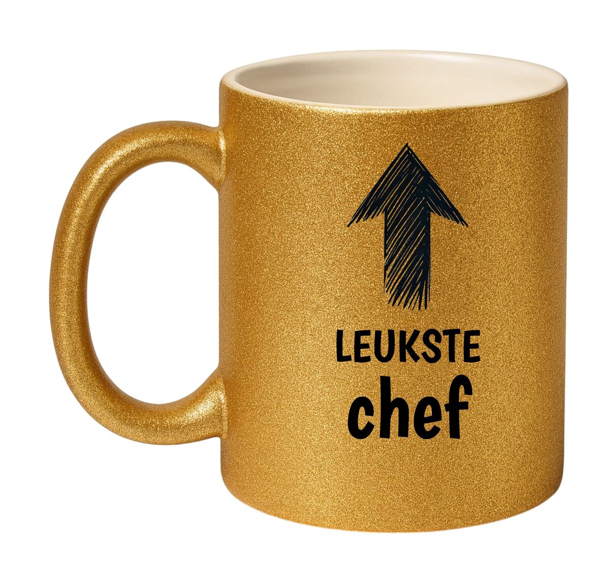 Mok voor de leukste chef glitter gouden mok 