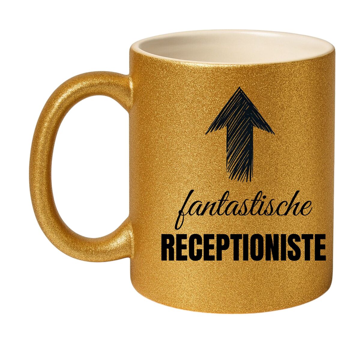 Receptioniste mok glitter goud fantastisch kado