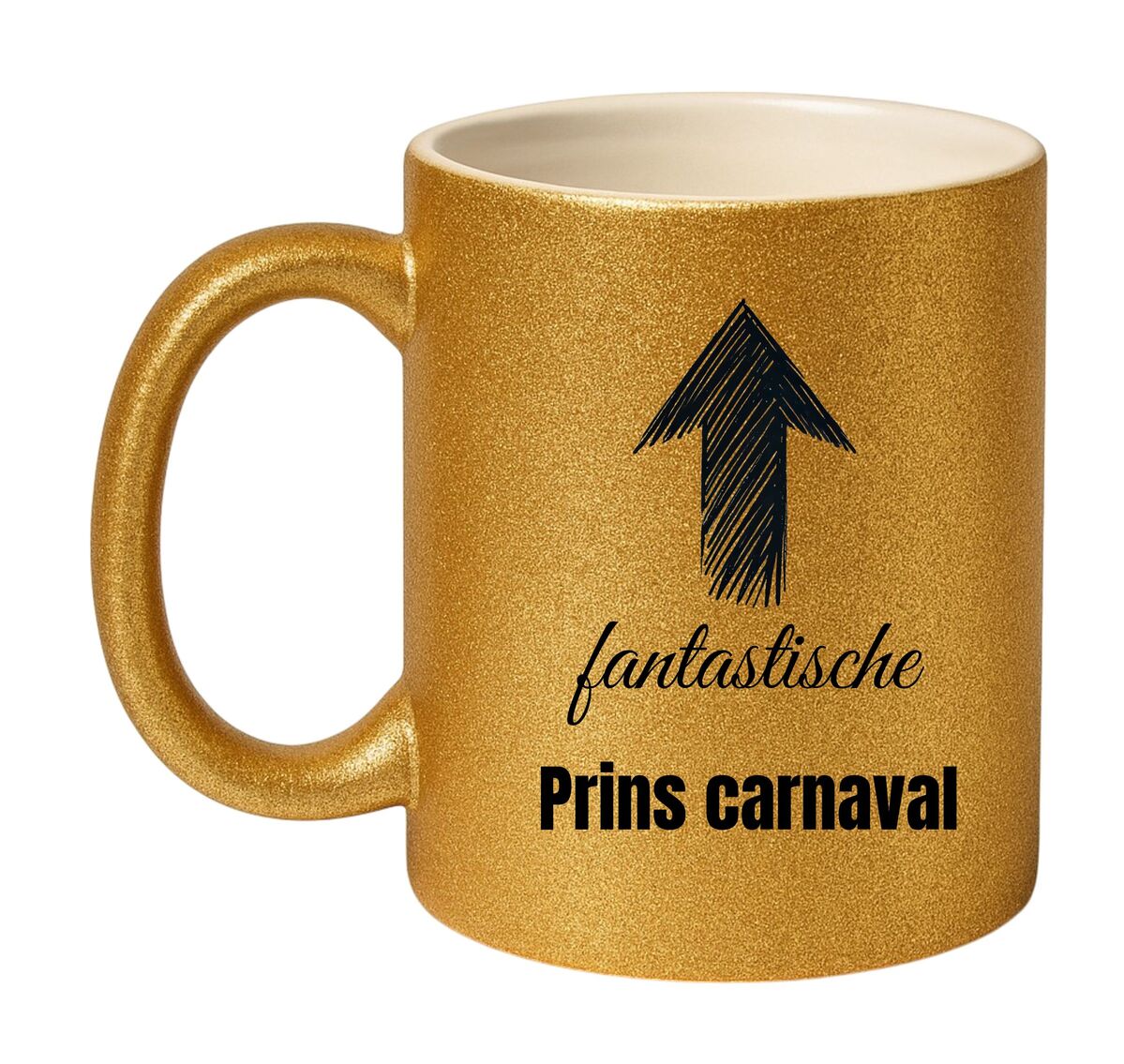 Fantastische prins carnaval mok glitter goud