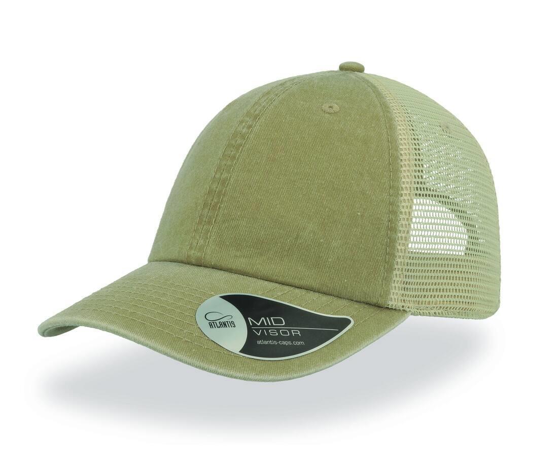 Vintage pet trucker pet khaki kleur met steen kleurige zijden