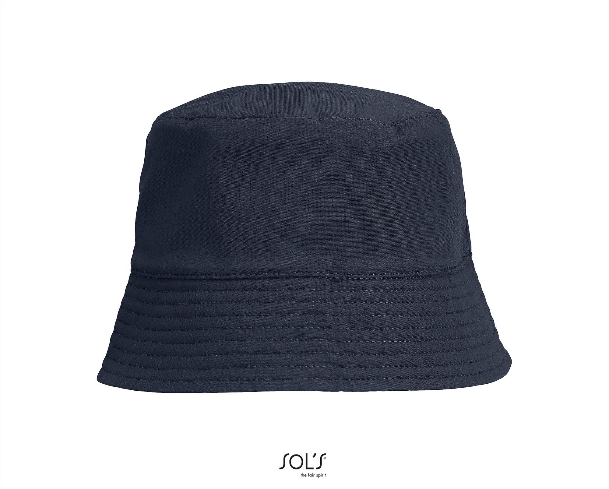 Zonnehoed bucket-hat donkerblauw / rood