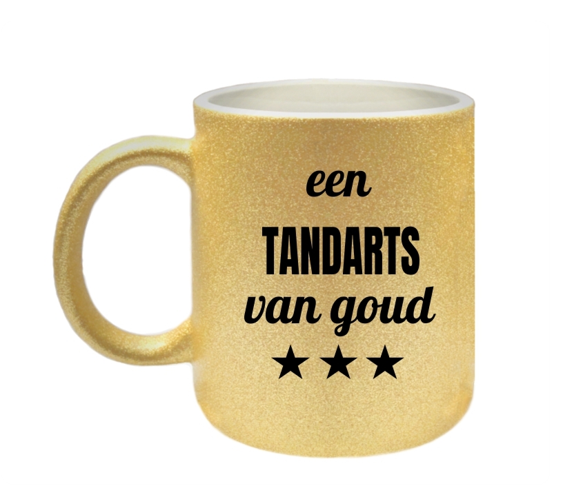 Beker glitter goud voor een tandarts van goud