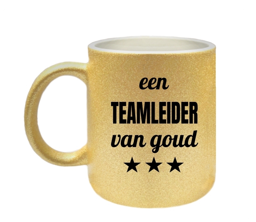 Beker goud glitter voor een teamleider van goud