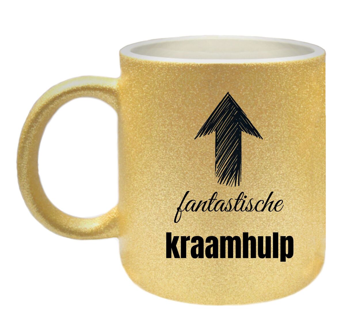 Glitter gouden mok voor een fantastische kraamhulp