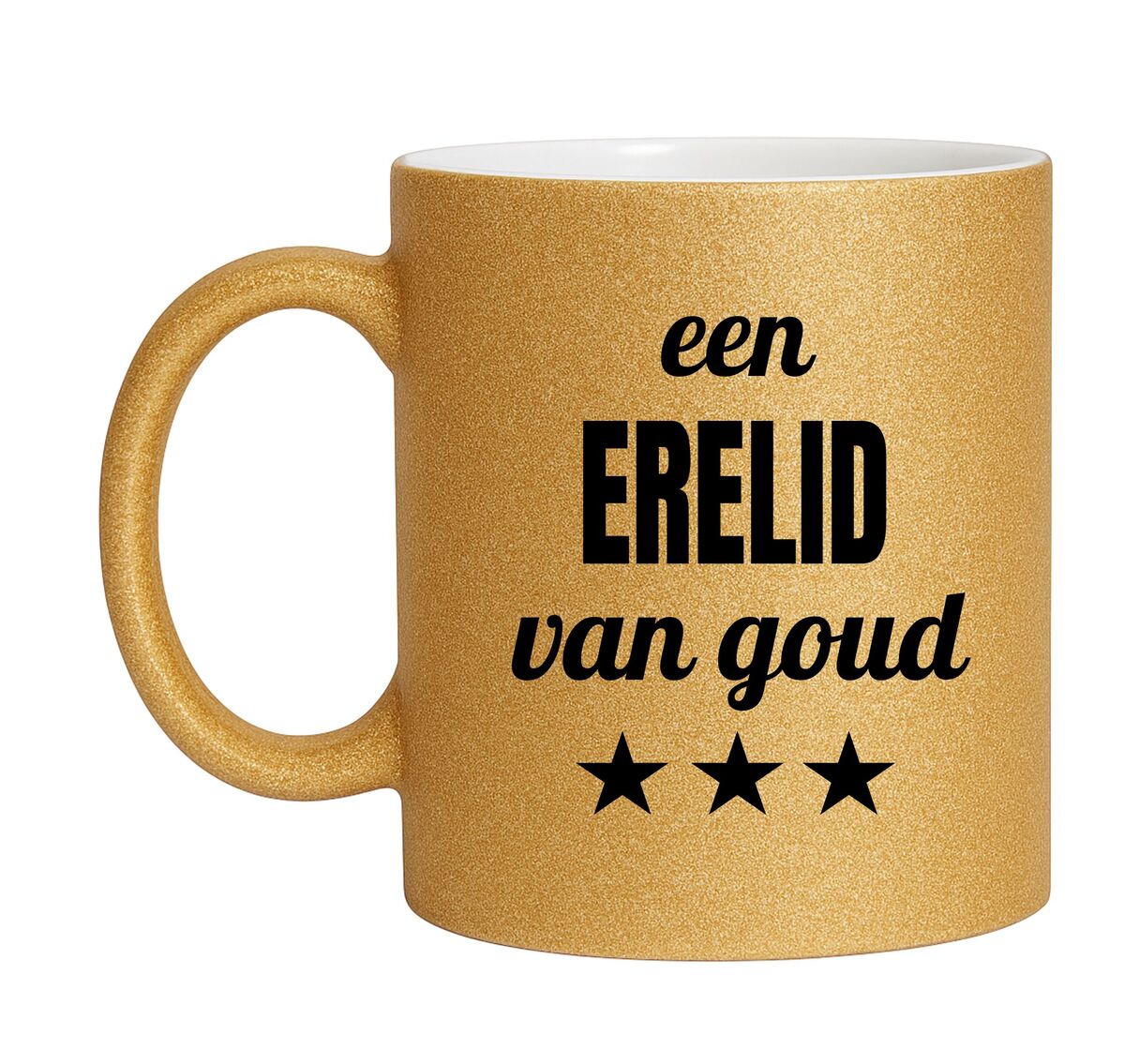 Glitter mok voor een erelid van goud leuk kado orgineel