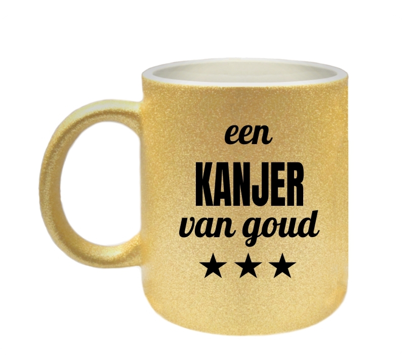 Mok glitter goud voor een kanjer van goud