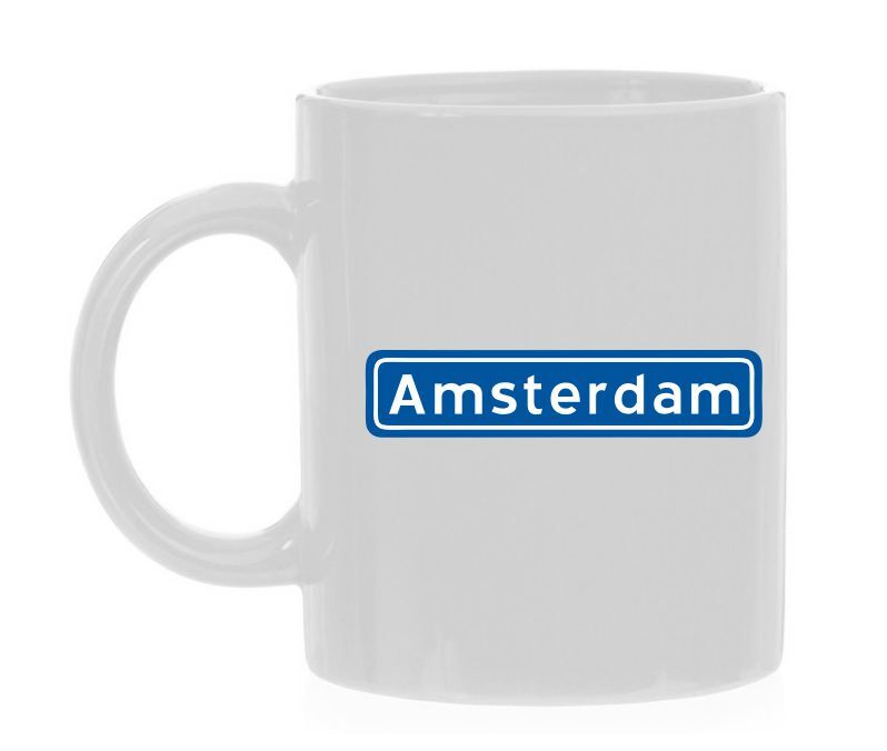 Mok plaatsnaambord Amsterdam