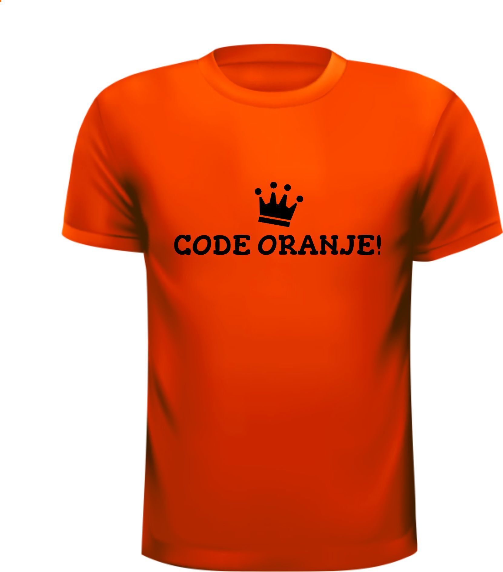 Oranje shirtje voor koningsdag grappig code oranje!