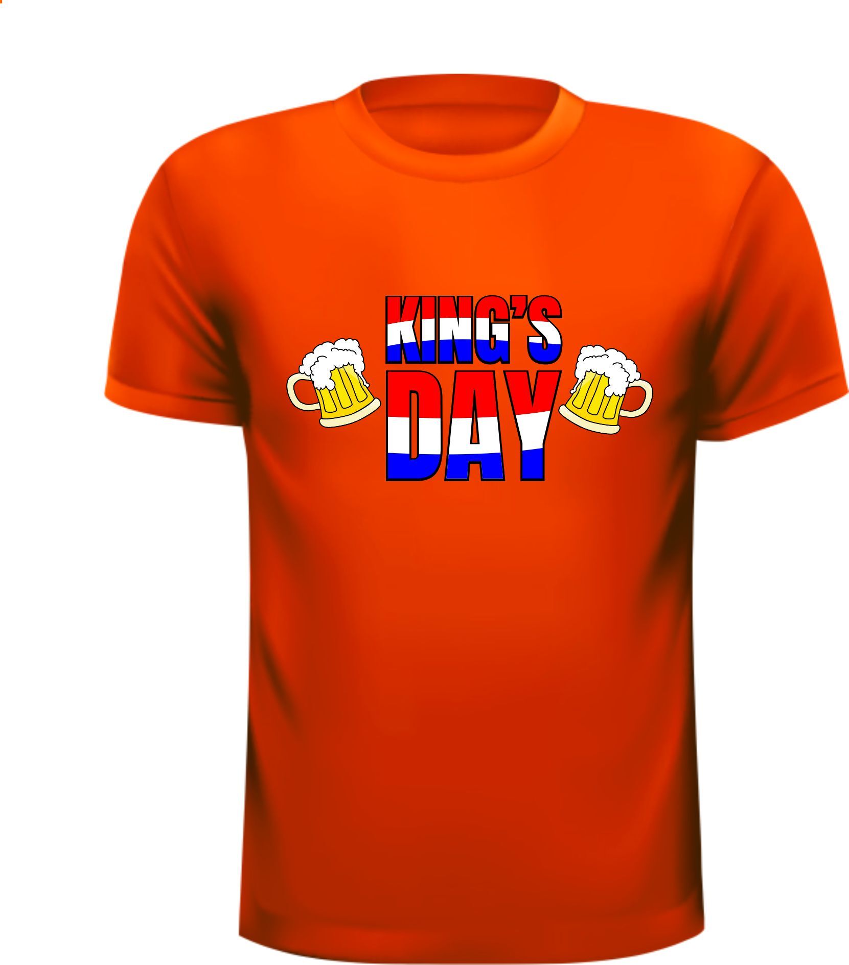 Oranje T-shirt Koningsdag king's day bierpullen print