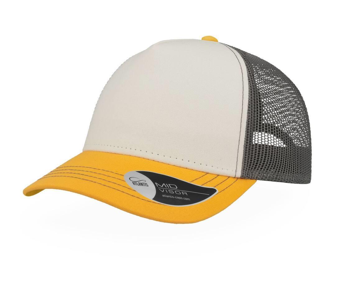 Rapper Canvas Trucker Pet wit met geel met grijs