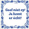 foto 1 Tegeltje Geef niet op! Je komt er écht!