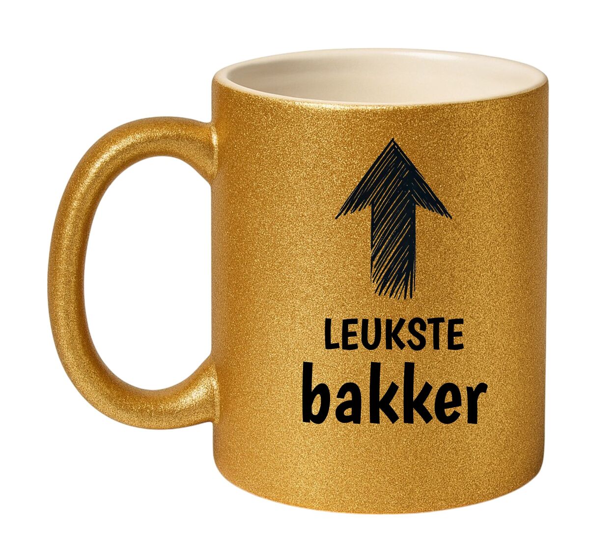 Glitter gouden mok voor een leuke bakker