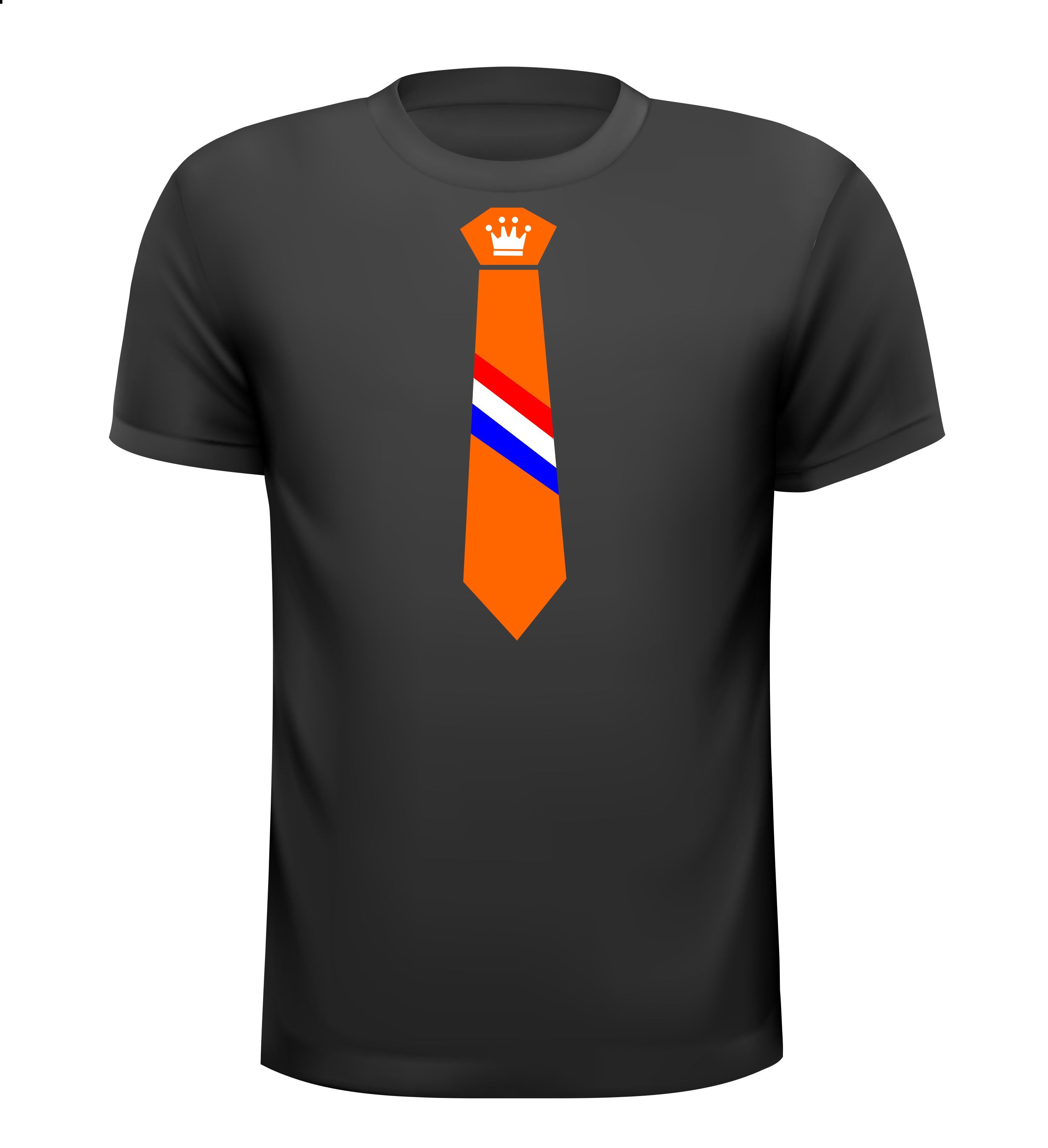 Koningsdag shirtje met oranje stropdas