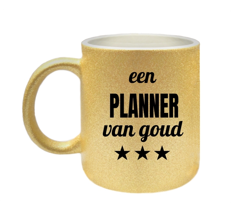 Beker goud met glitters voor een planner van goud