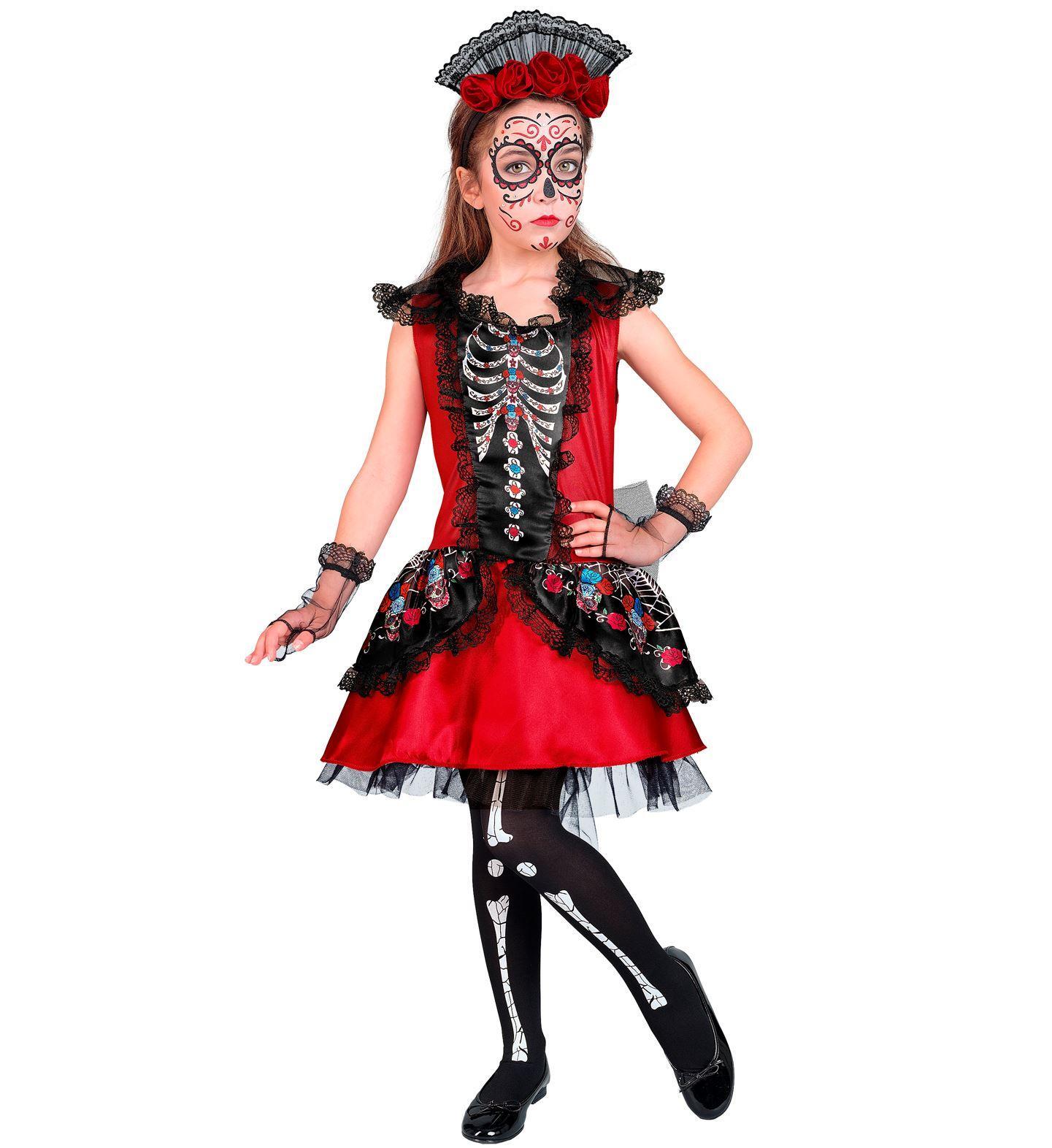 Dag van de doden Halloween outfitje meisjes