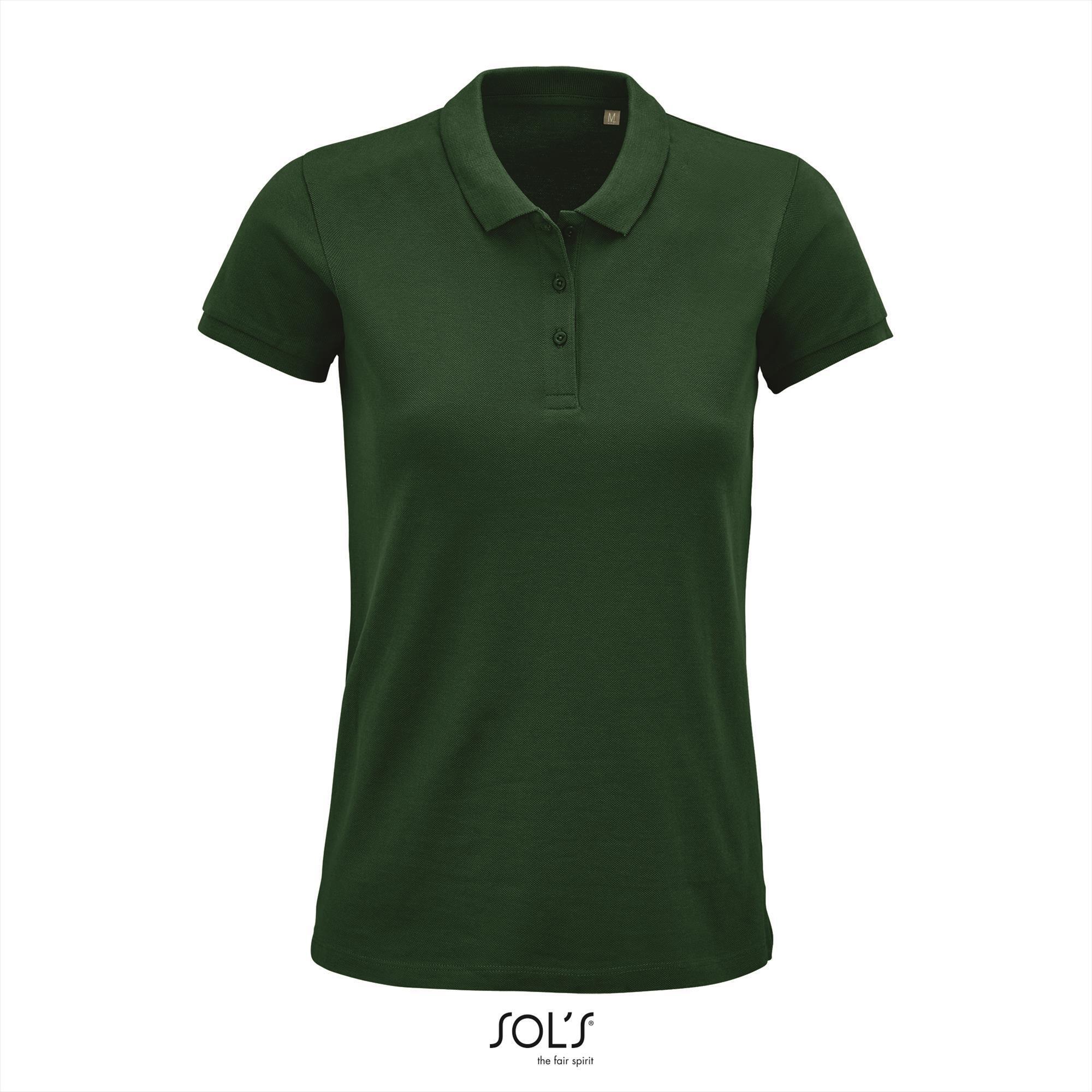 Dames polo flessengroen Regular Fit model biologisch katoen