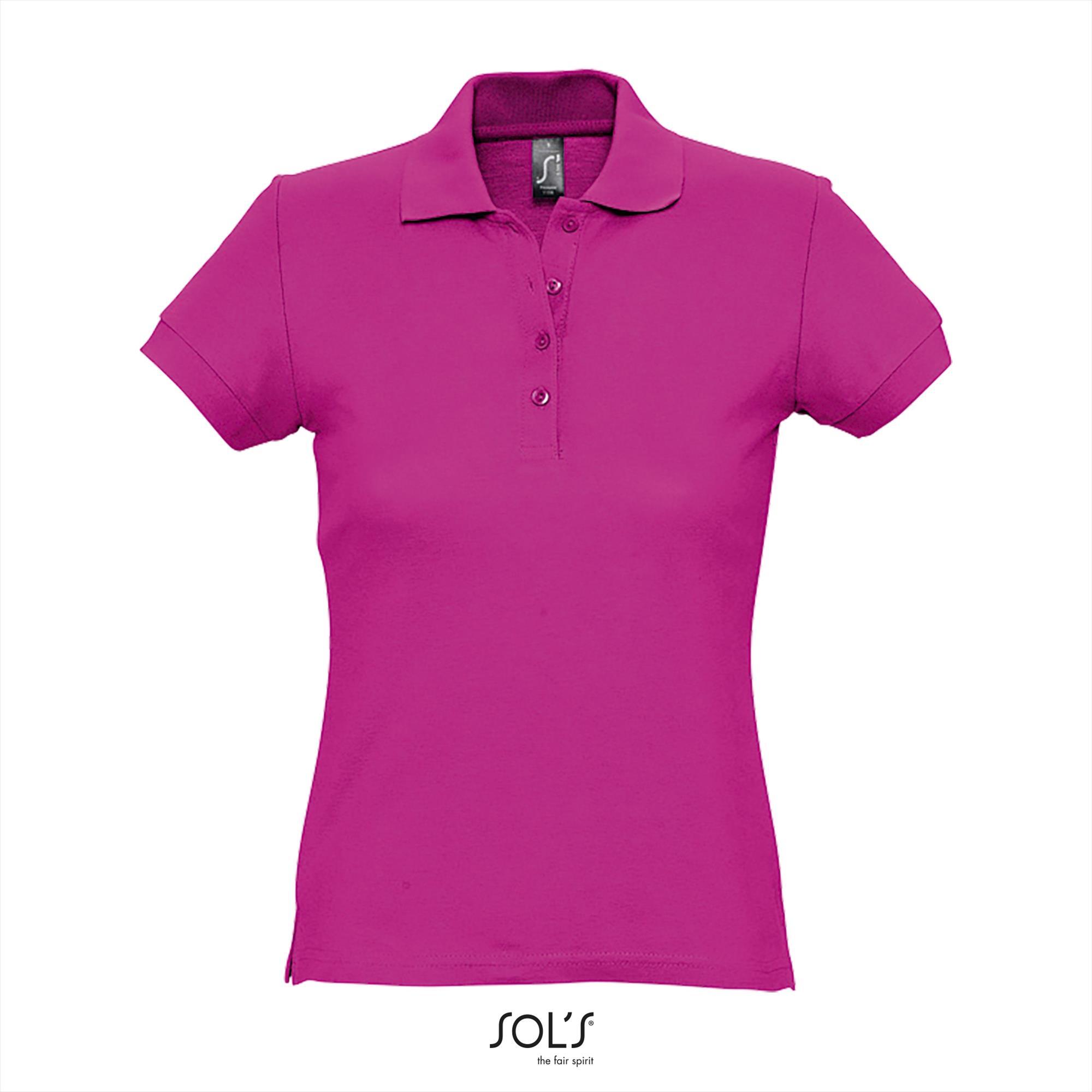 Dames polo fuchsia korte mouw