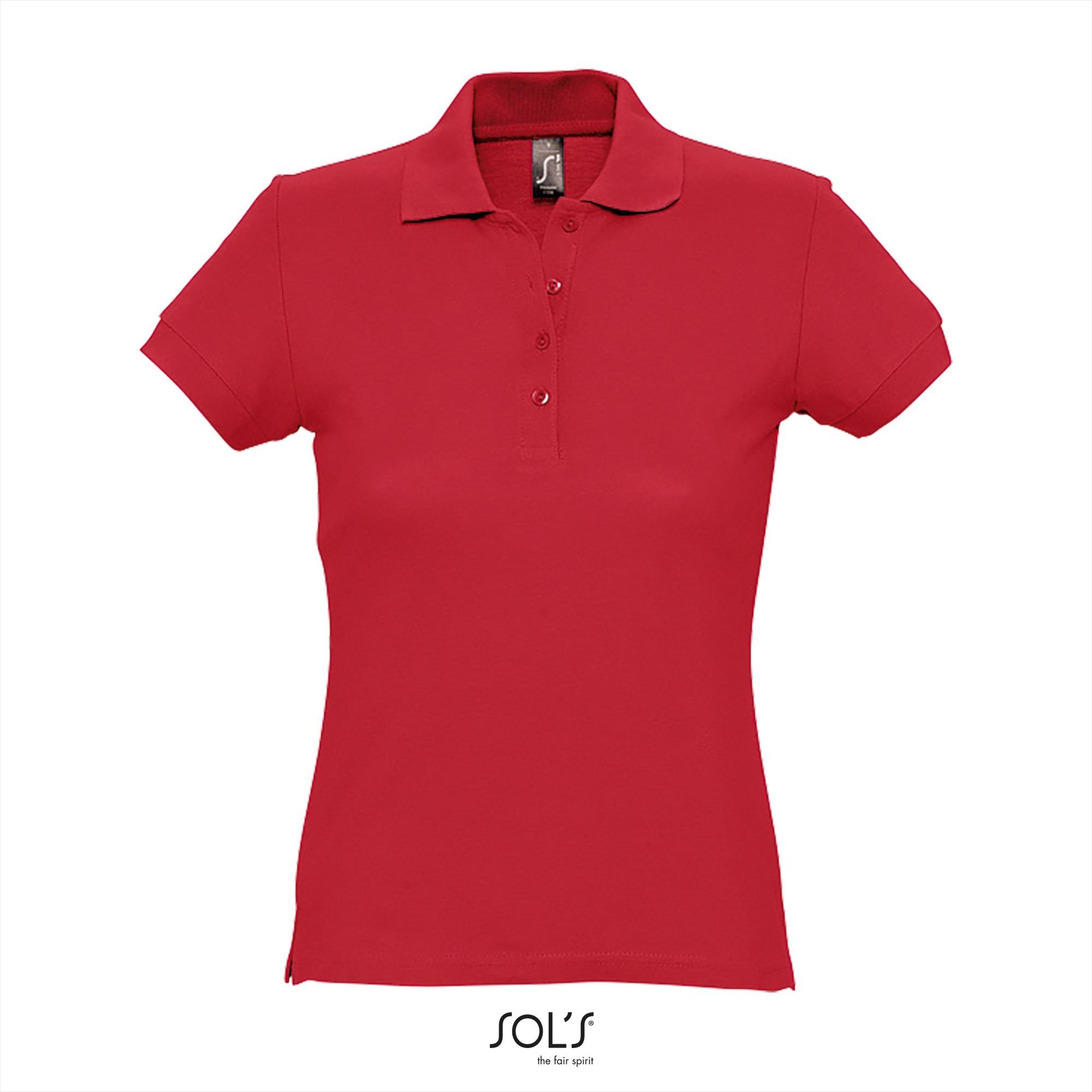 Dames polo rood korte mouw