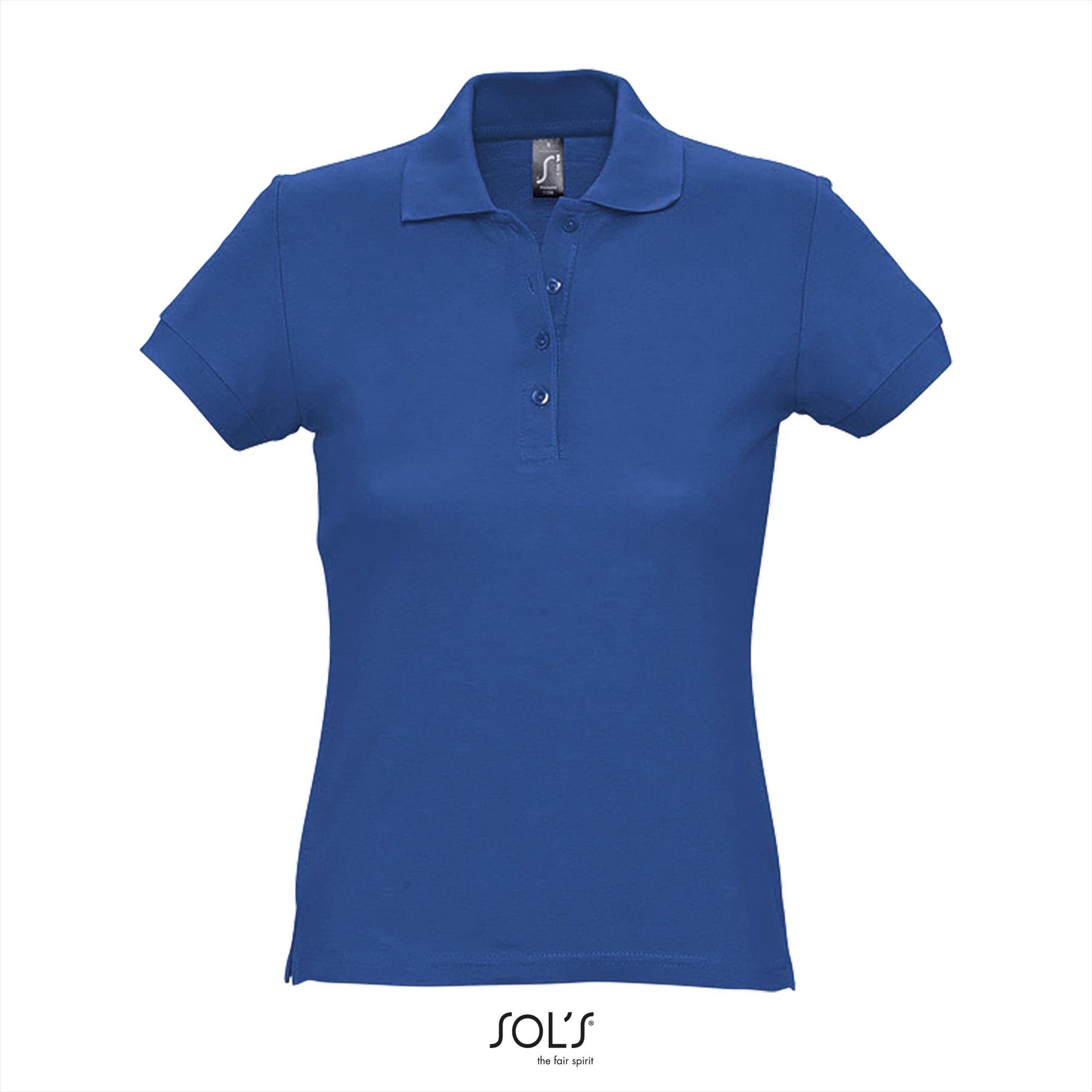 Dames polo royal blauw korte mouw