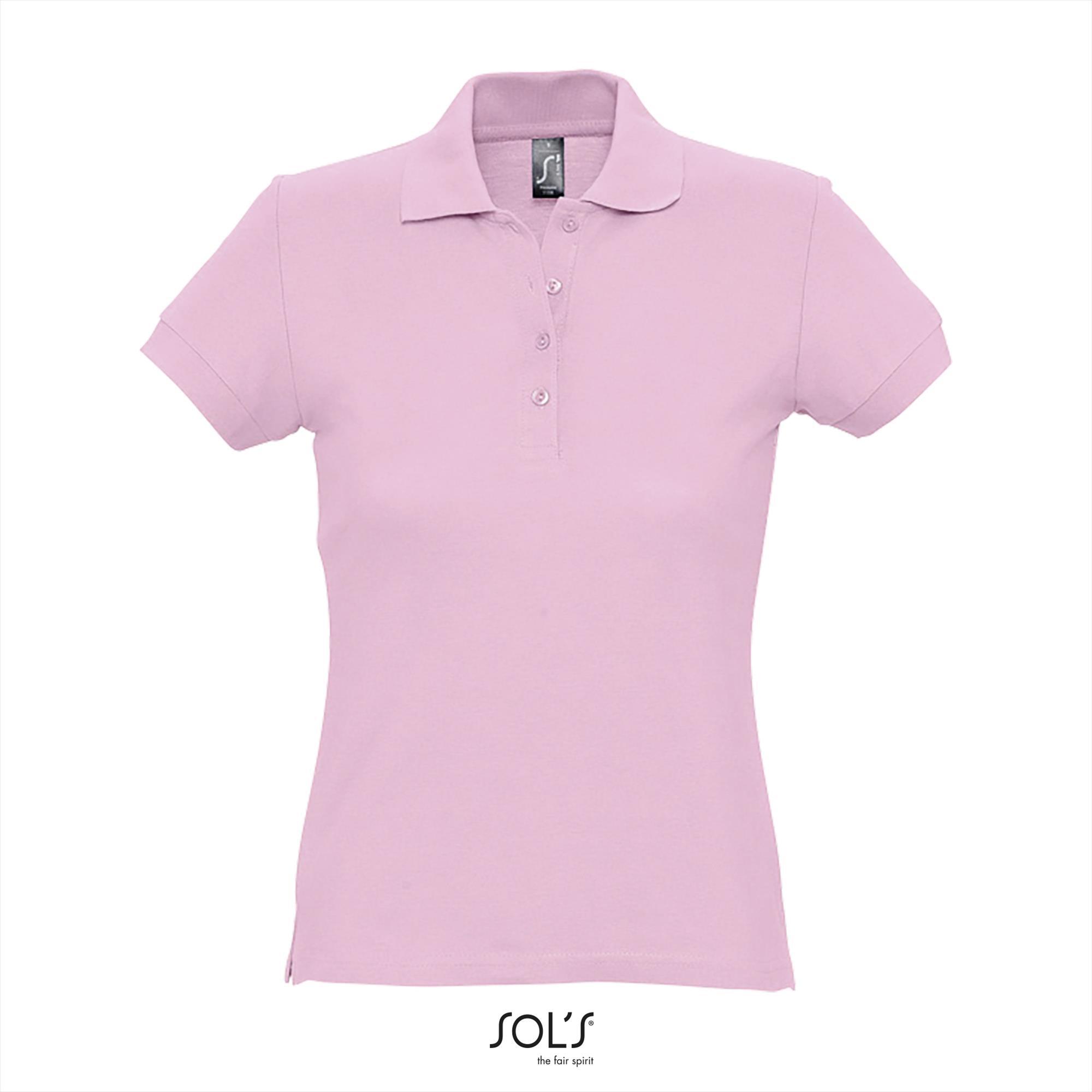 Dames polo roze korte mouw