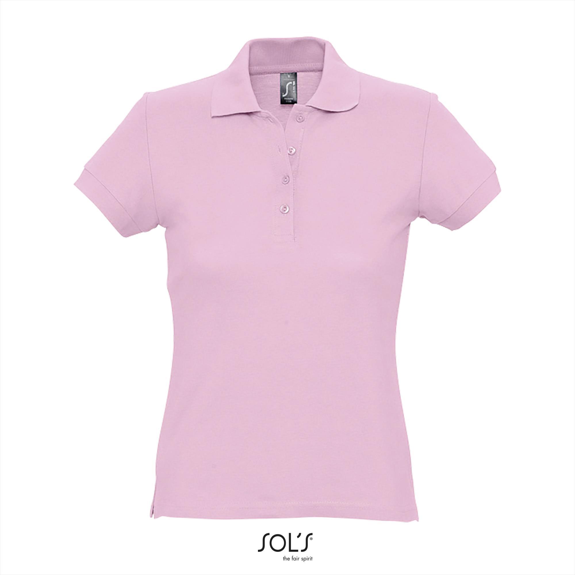 Dames polo roze korte mouw