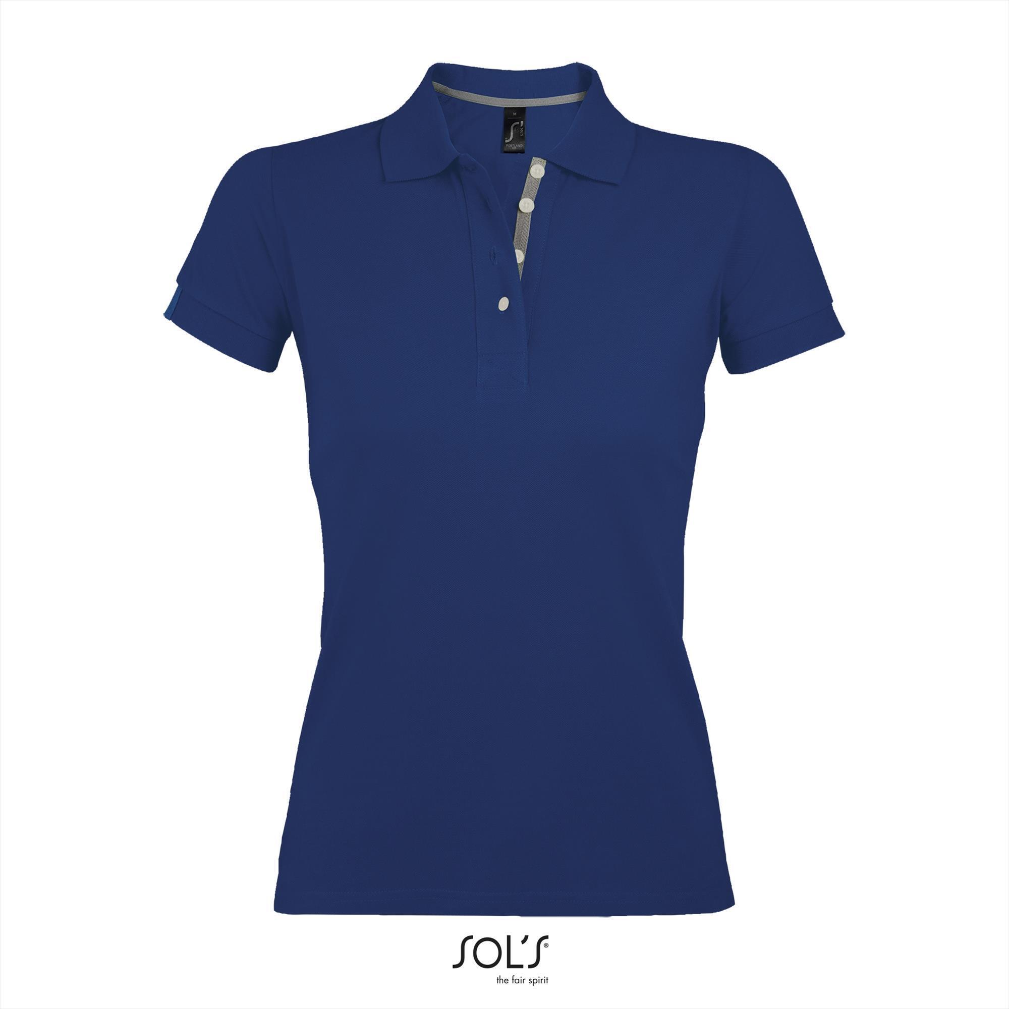 Dames polo ultramarine korte mouw te bedrukken