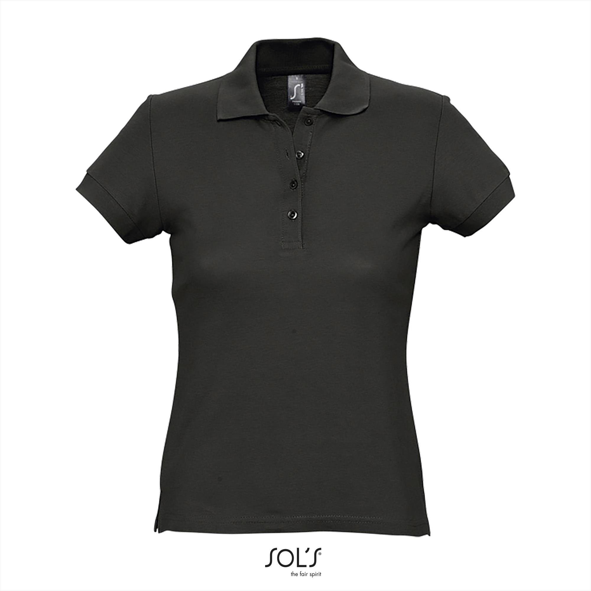 Dames polo zwart korte mouw Goedkope Feestwinkel