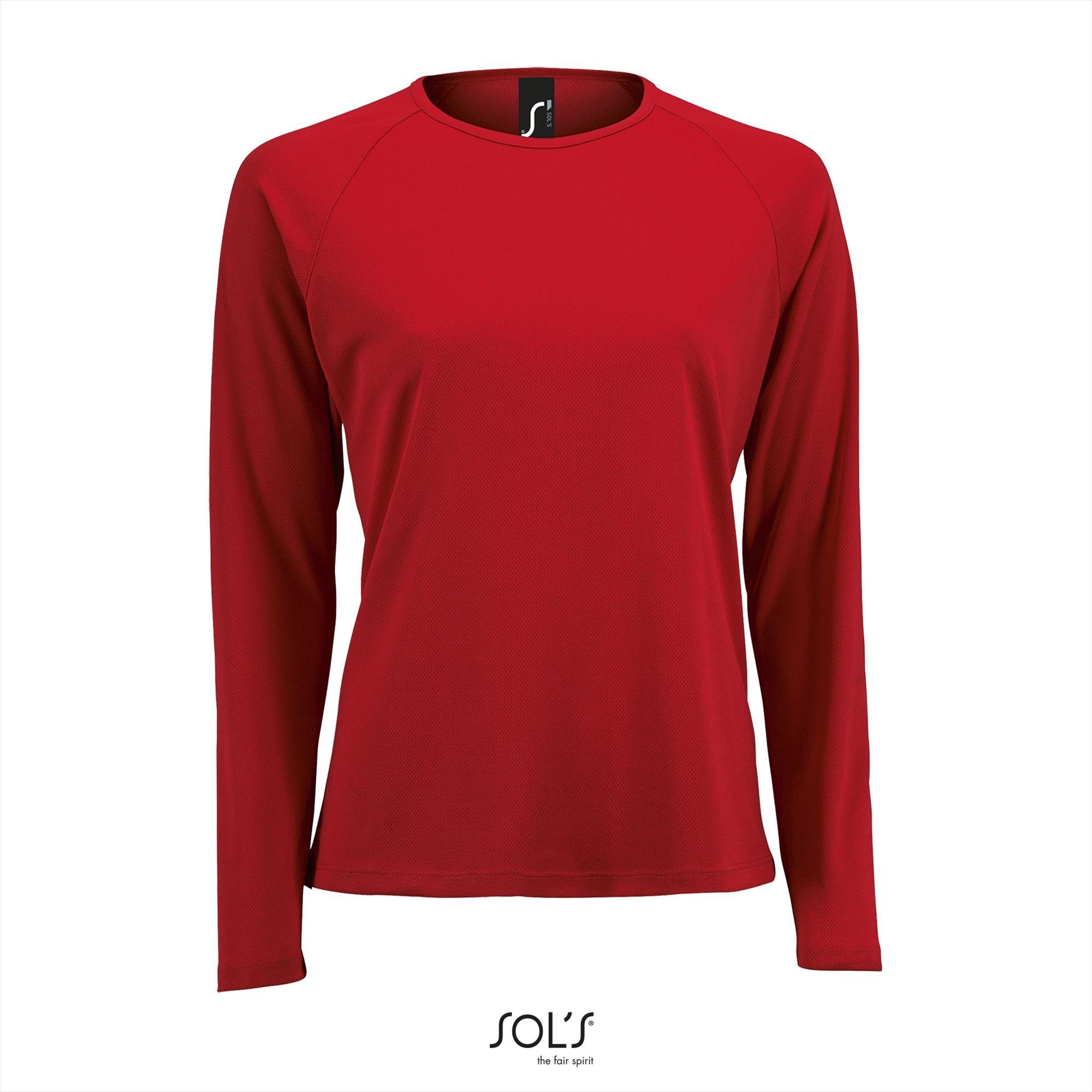 Dames sport T-shirt met lange mouwen rood