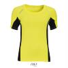 foto 1 Dames Sportshirt neon geel met contrasterende kleur aan de zijkant