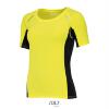 foto 4 Dames Sportshirt neon geel met contrasterende kleur aan de zijkant 