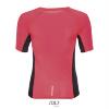foto 2 Dames Sportshirt neon koraal rood met contrasterende kleur aan de zijkant